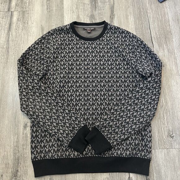 Michael Kors Tops - Michael Kors Women’s Pullover Sweater Size Large MK Logo Crew Neck Knit Black